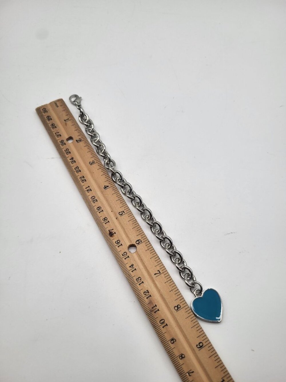 Women of Faith Chunky Heart Silver Tone Bracelet Blue Enamel y2k Religious - Picture 4 of 6